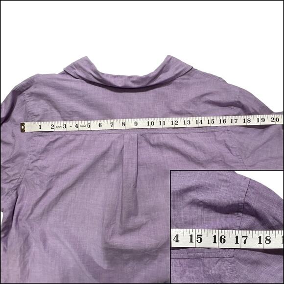 Coldwater Creek Button Up Shirt Embroidered Paisley Cuffs Size Large Purple - Picture 9 of 12